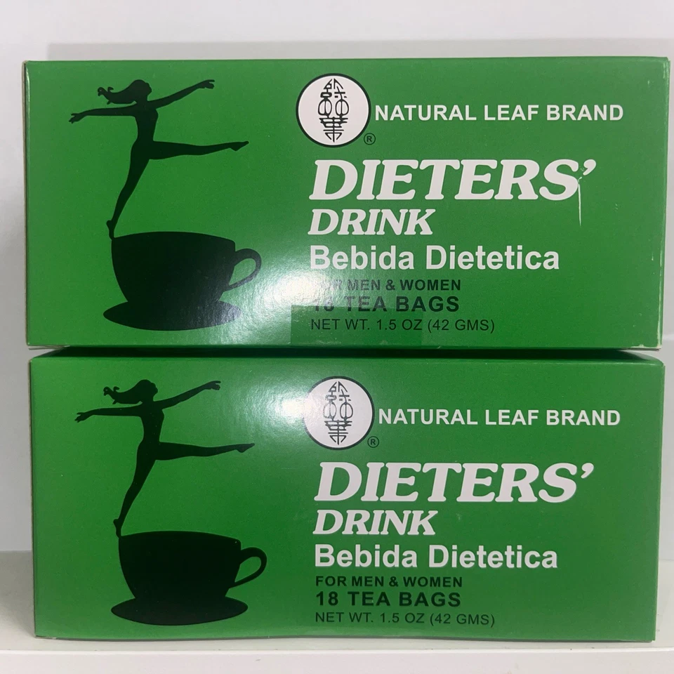 2 BOXES OF Dieters' Drink Bebida Dietetica Natural Leaf Brand Dieters 36 Tea Bag