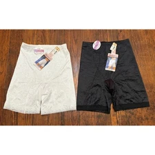 2 NWT Long Leg Firming Shaping Underwear Flattens Tummy Slims Hip Thighs LARGE 