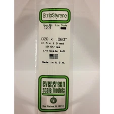 Evergreen 123 Styrene Plastic Strips 0.020"x 0.060" x 14" (10)