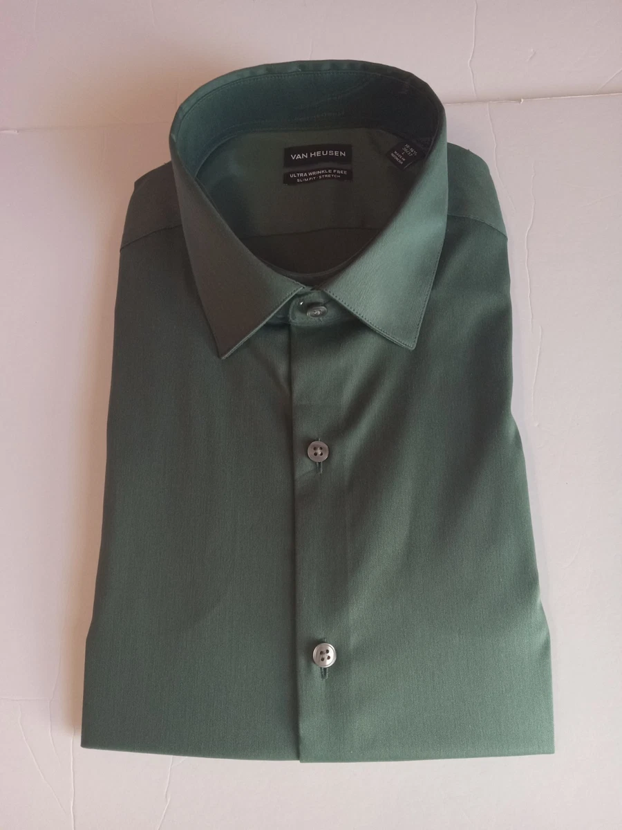 Polyester Green Slim Dress Shirts for Men for sale | eBay