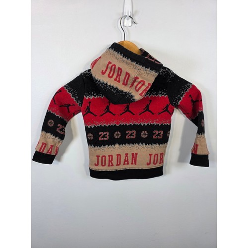 Jordan Kinder 2T Hoodie Sweatshirt Schwarz Rot Beige Jumpman Pullover / B38 - Bild 6 von 8