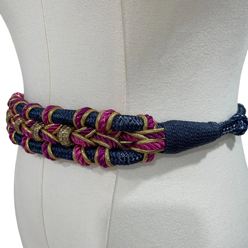 Cinturón Cuerda Náutica De Colección Disco Bola Oro Boho Festival Mermaidcore Declaración Foto 3 de 4