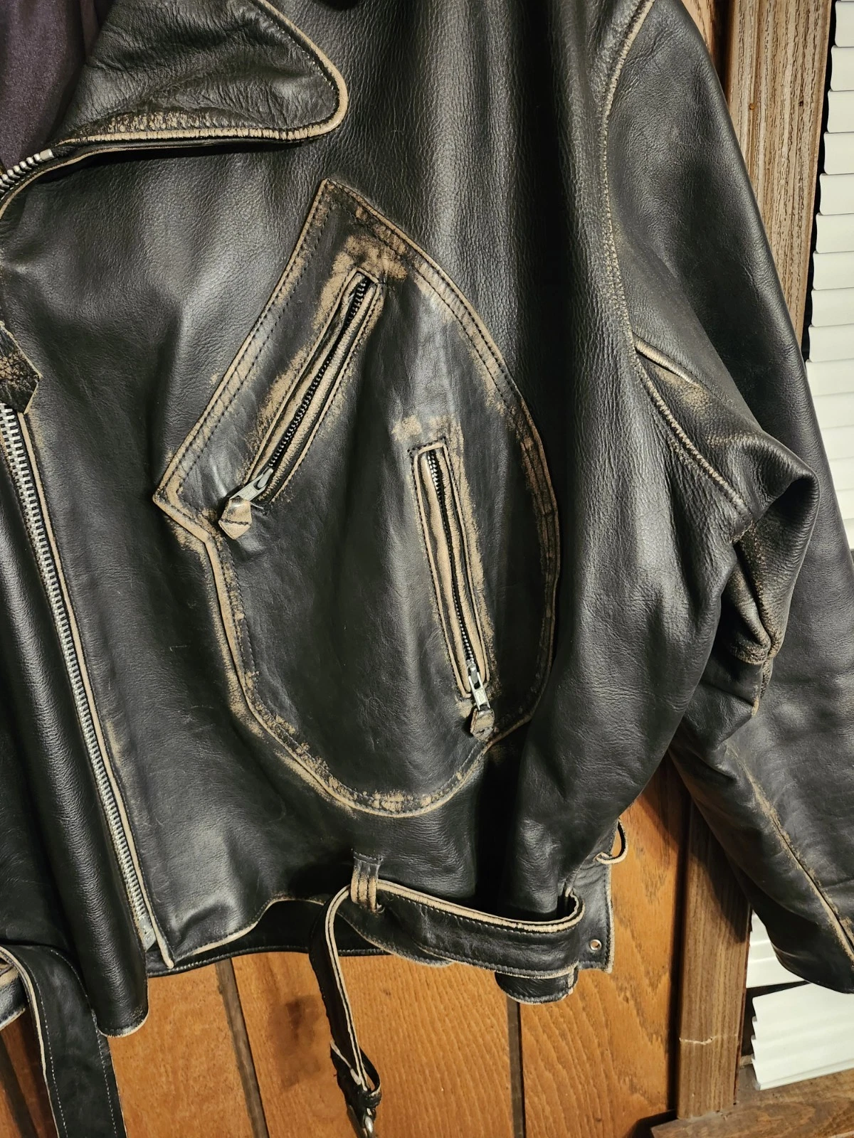 Vintage Indian Motorcycle Iron Horse Distressed Leather Jacket XXL Made In USA - product detail image 15