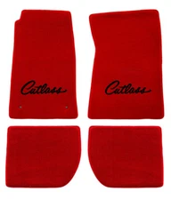 NEW! RED Carpet Floor Mats 1964 - 1996 Cutlass with Embroidered Logo - 4 PC SET