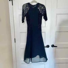 ASOS | Black Lace Pleated Fit Flare Dress Size 0   C35