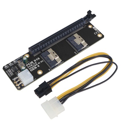 For Network SlimSAS 8i x2 to PCIe4.0 x16 Slot Adapter SFF8654 Riser Card GEN4