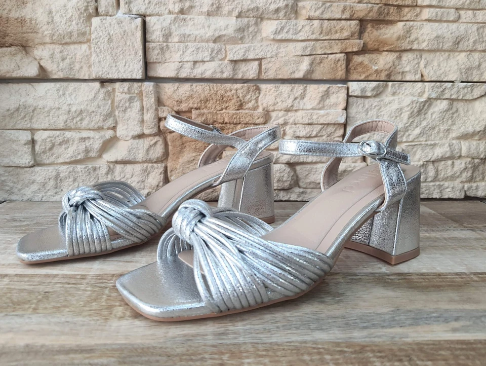 SANDALI DONNA ARGENTO CON TACCO MEDIO C230 SANDALO estate - Immagine 2 di 4