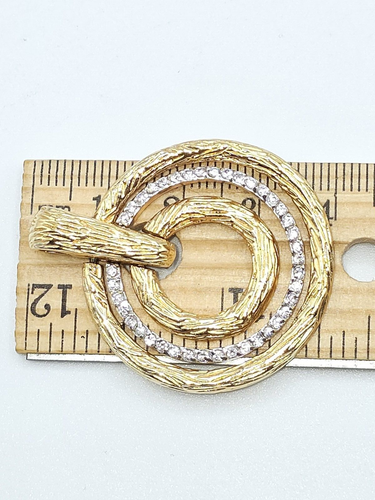 EXUC Yellow Gold Tone Vermeil 925 Sterling Silver Circles Charm Pendant - Picture 9 of 11