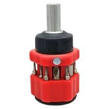 12-in-1 Ratcheting Compact Multi-Bit Short Stubby Screwdriver Set, Red