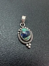 Sterling Silver Small Pendant Signed FAS Azurite?