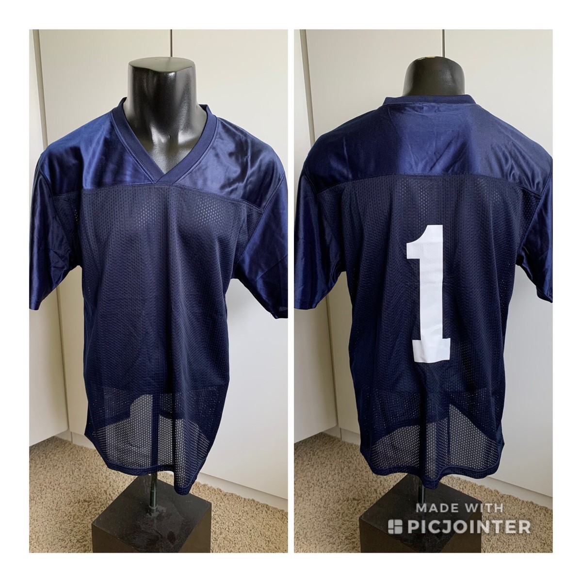 New Old Stock Men's small Sport-Tek blue #1 football mesh