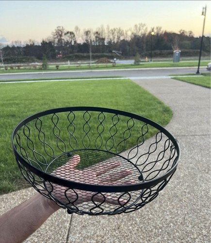 Black Wire Fruit Basket With Design For Kitchen, Living Room, Office And More - Picture 2 of 4
