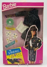 Barbie Jeans N Jewel Fashion Pack Denim Jacket & Pants White Lace Crop Top 1994*