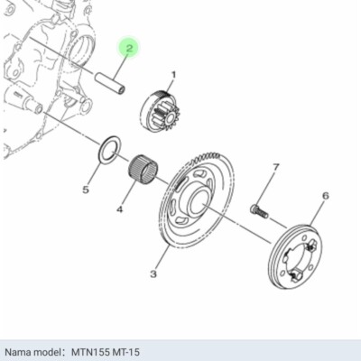 Genuine Parts Yamaha YZF R125/MT 125 2019-2024 Starter Gear Shaft