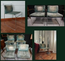 1968 Kazuhide Takahama - SIMON - SHEATH 7 CHROME ORIGINAL VELVET CHAIRS