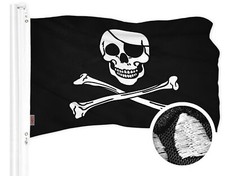 G128 Pirate Jolly Roger Bones Flag 16x24 In Embroidered 300D Polyester