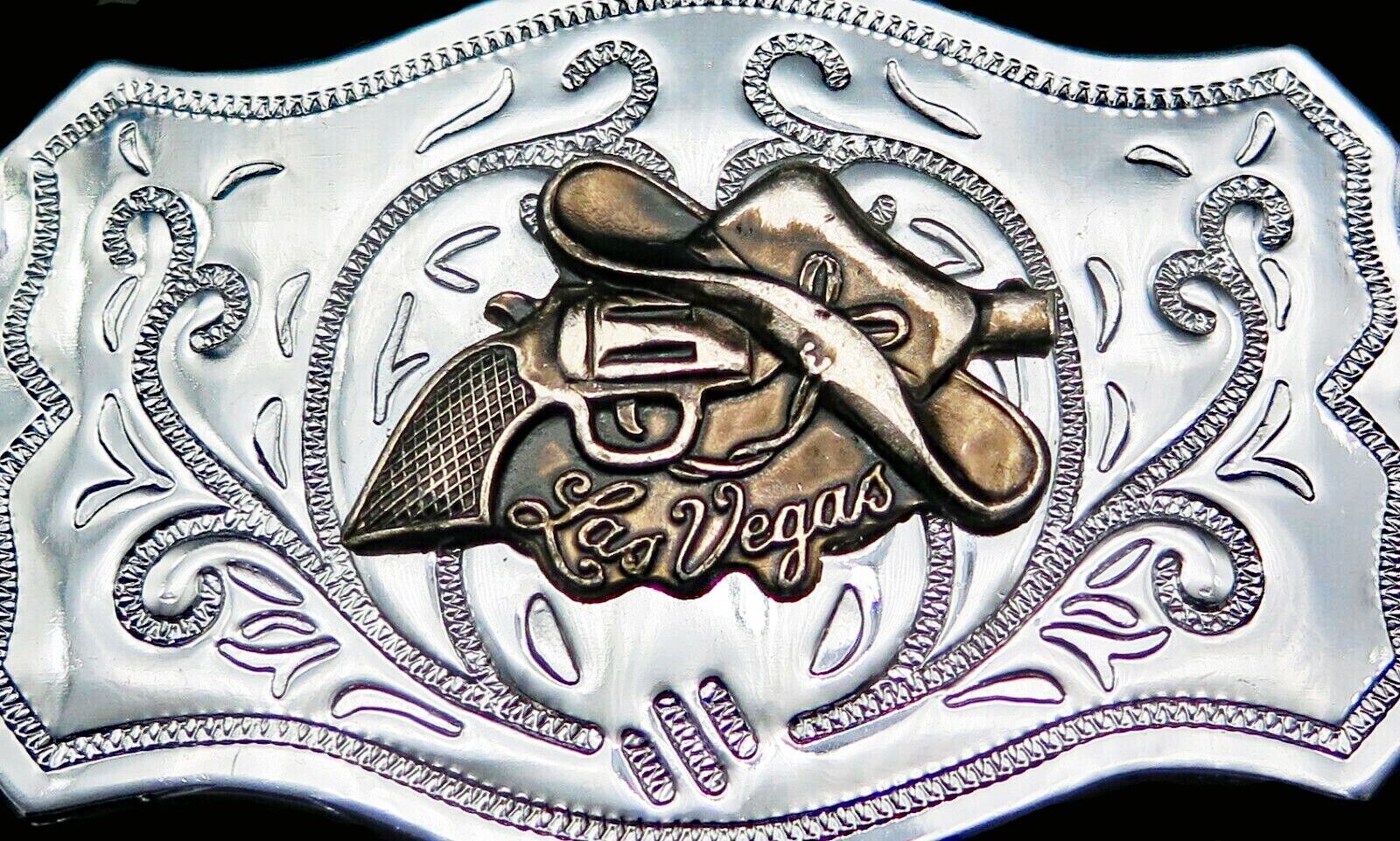 Las Vegas Cowboy Western Wear Vintage Belt Buckle - image 2