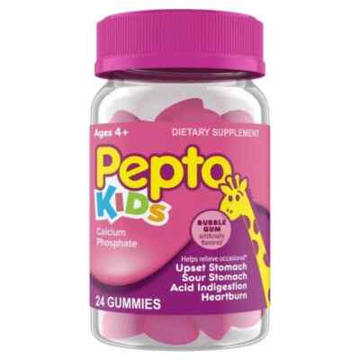 Pepto Bismol Kids Gummies Bubble Gum Flavor 24ct