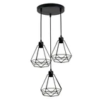 3-Way Hanging Black Pendant Light LED Ceiling Light Modern Vintage Chandelier