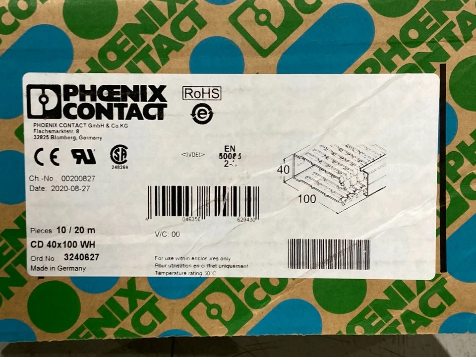 Phoenix Contact CD 40X100 WH Cable Conducto 3240627 LOTE DE 6 Foto 3 de 4