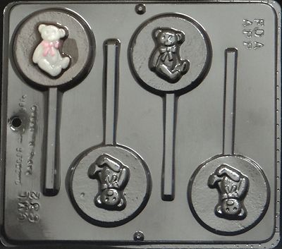 Teddy Bear Lollipop Chocolate Candy Mold Baby Shower  632 NEW