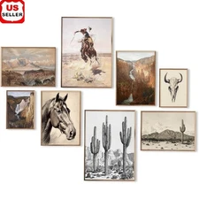 Vintage Western Wall Art Southwestern Decor Rustic Home Aesthetic 8 Pieces Set