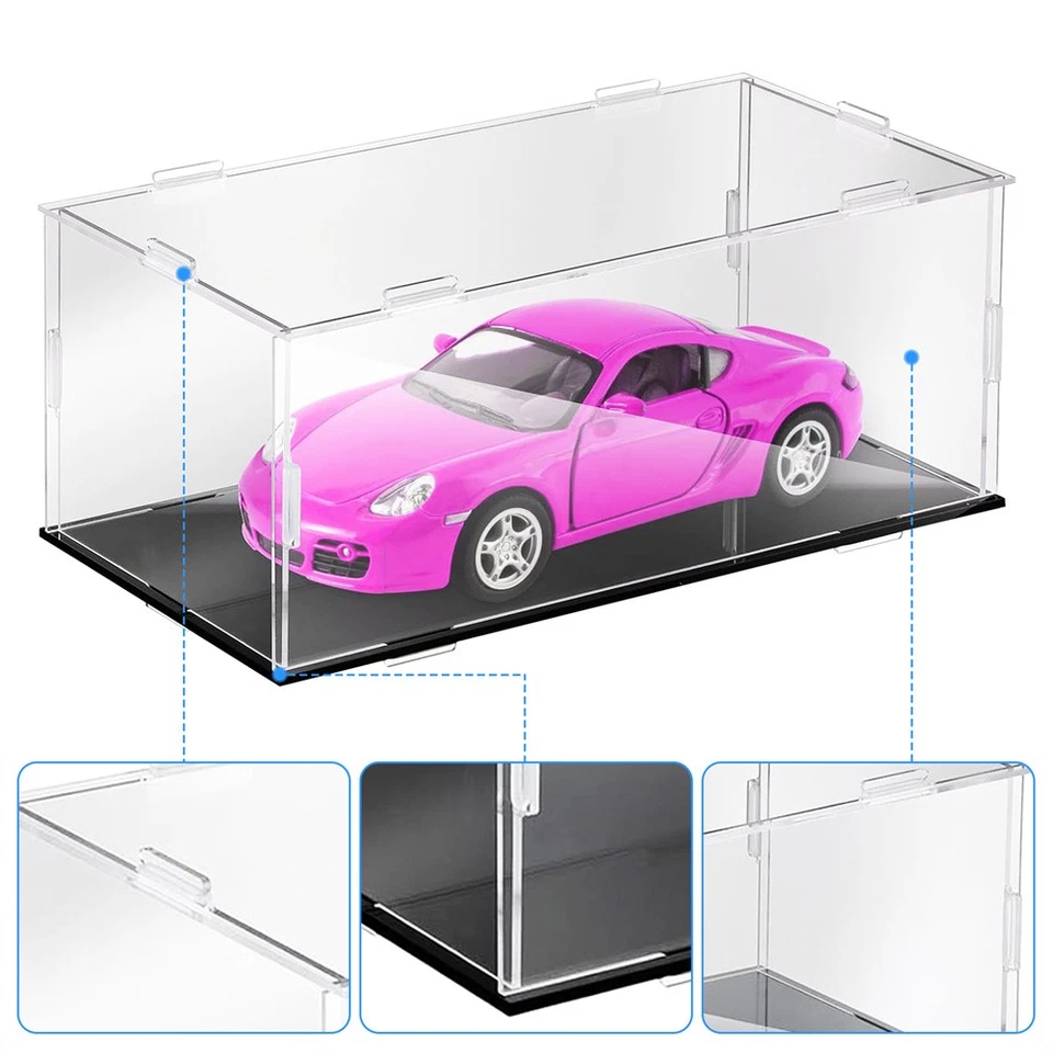 Clear Acrylic Display Case for 1: 24 Model Toy Car Display Box with Black Base - Image 4 of 4