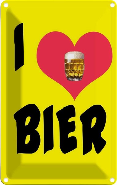 Blechschild 18X12 Cm Alkohol I Love Bier Essen Trinken Bar Club Deko Geschenk Me-image