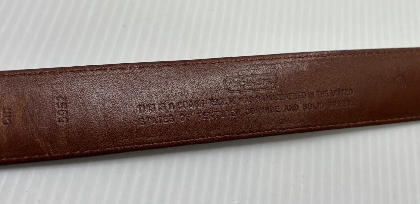 Coach Cintura Uomo Pelle Marrone 5952 Fibbia Oro Abito Accessorio Casual Tg 40