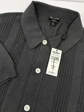 NWT Todd Snyder Silk/Cotton Blend Ribbed Full Placket Polo Mens Sz L Gray U4