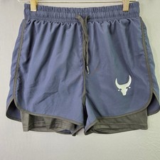 Unbranded 2-in-1 Athletic Running Shorts Mens XS Navy Blue Compression Liner