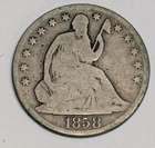 1858-O New Orleans Seated Liberty Silver Half 1/2 Dollar 50 Cent