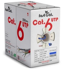fast Cat. Cat6 Ethernet Cable 1000ft-23 AWG, CMR, Insulated Solid Bare Copper