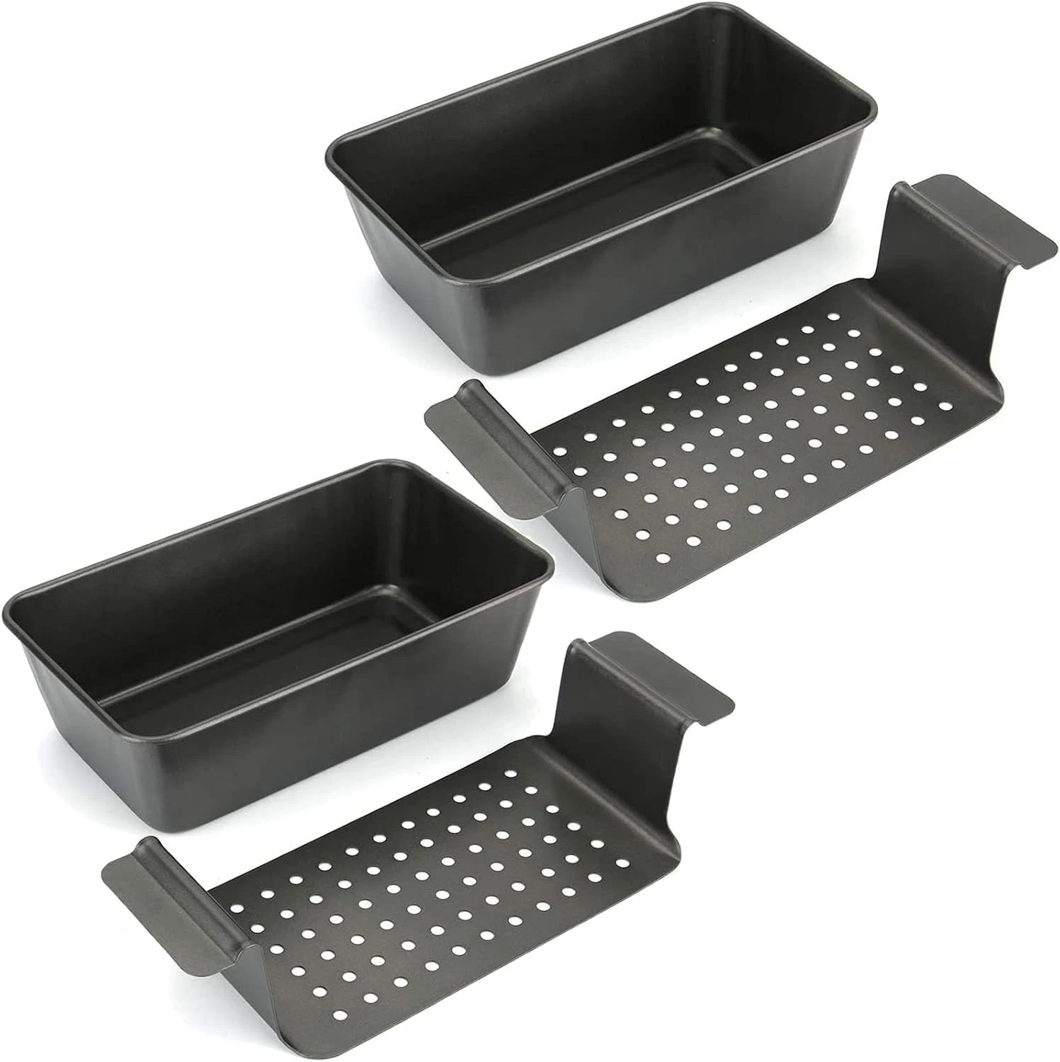 4-Piece Non-Stick Meatloaf Pan W/ Drain Bread Loaf Pan Set