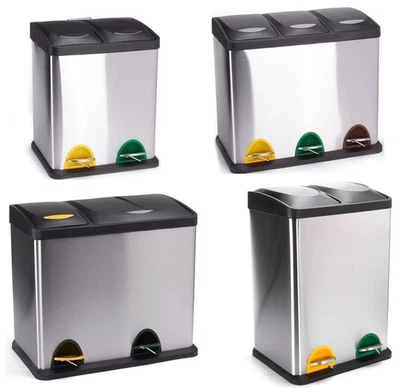 MSV Abfalleimer Mülleimer Papierkorb Edelstahl Abfallsammler Mülltrenner Küche