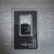 VALCAMBI SUISSE Platinum Bar 1oz 31.1 Gram 999.5 Fine Sealed Assay Card 2750.31 per troy oz