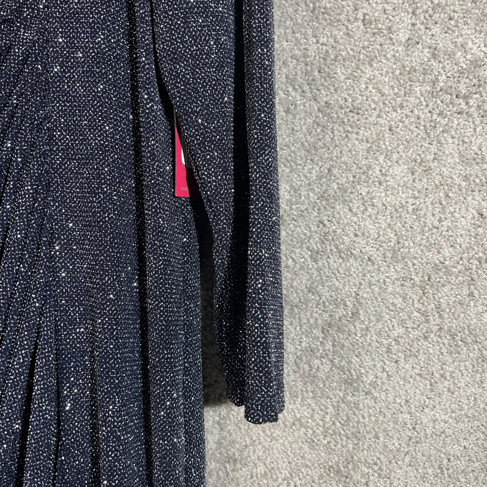 Vince Camuto Plus Size 16W Metallic V-Neck Ruched Dress Blue Long Sleeve Midi - Image 4 of 4