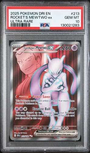 2025 POKEMON DRI EN-DESTINED RIVALS ULTRA RARE TEAM ROCKET'S MEWTWO EX PSA 10