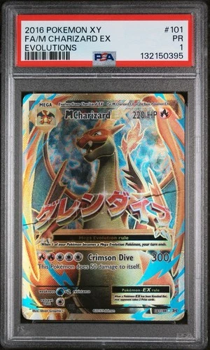 PSA 1 *Low pop! 2016 POKEMON XY EVOLUTIONS #101 FULL ART/M CHARIZARD EX