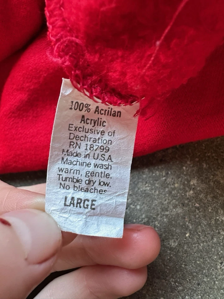 Sudadera Beanzie Oso de Peluche De Colección Roja Apliques Difusos Hecha en EE. UU. Talla Grande Foto 4 de 4