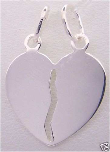 PAIR SILVER SMOOTH HEART SAN VALENTINO PENDANTS 15M - Picture 1 of 1