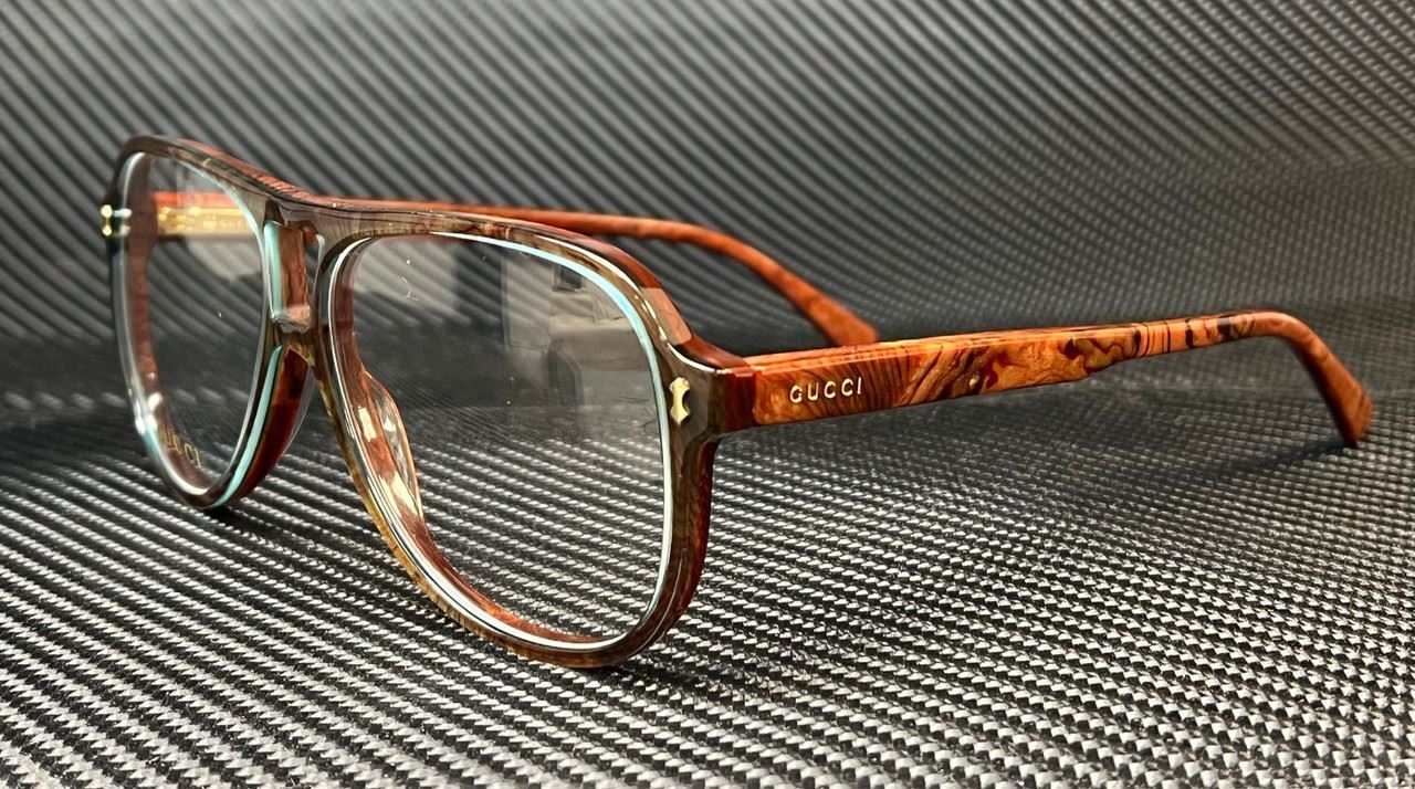 GUCCI GG1044O 003 Blue Transparent Men's 57 mm Eyeglasses