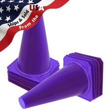 9" INCH PURPLE CONES SET OF 12 SPORTS AGILITY TRAFFIC FIELD ROAD SOCCER  USA