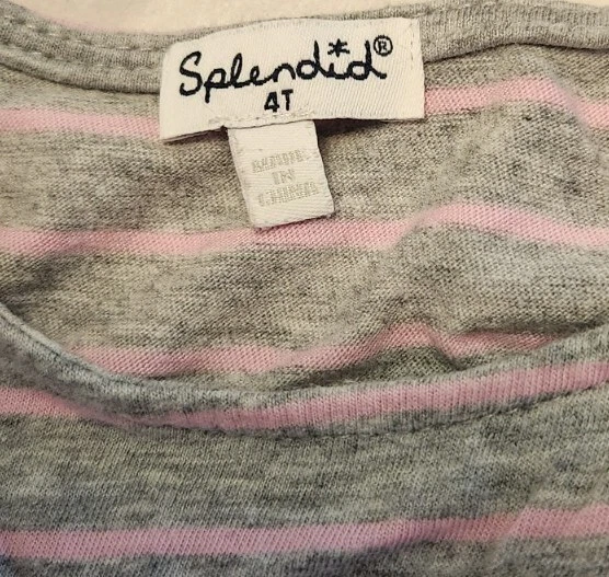 Vestido a Rayas Marca Espléndido Talla 4T Niña Rosa Y Gris Cintura Elástica Foto 4 de 4