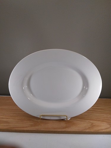 Tabletops Unlimited White Large Oval Serving Plate White Heavy Ceramic