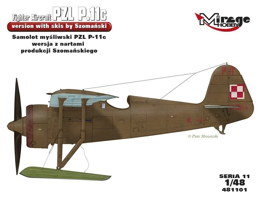 Mirage 481101 1:48 Aereo da caccia PZL P-11c, versione con sci, prodotto da Szom - Immagine 2 di 3