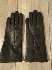 NEW w/ Out Tags WOMENS FOWNES BLACK LEATHER Polyester LINED GLOVES SIZE 7