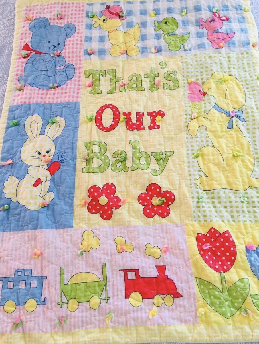 Vintage Gingham Baby Quilt That s Our Baby Large Blanket Patchwork