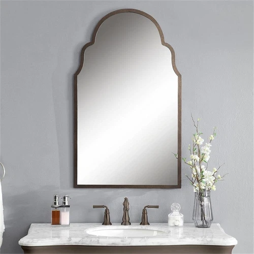 Uttermost Brayden Metal MDF Arch Mirror in Lightly Textured Dark Brown/Gold - Picture 3 of 9