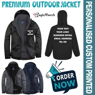 Custom Printed Uneek Premium Outdoor Windproof Jacket Any Text Work Wear Gym